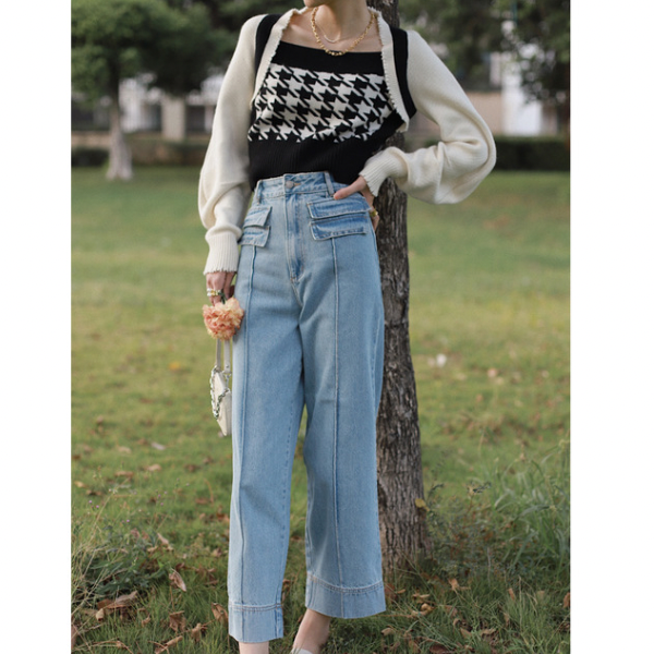 クロップドワイドデニム w-150