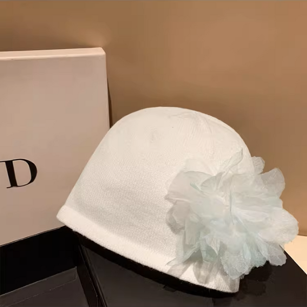 【8color】同色フラワーが華やぐ＊チュール花びらニットビーニー《Z01195》