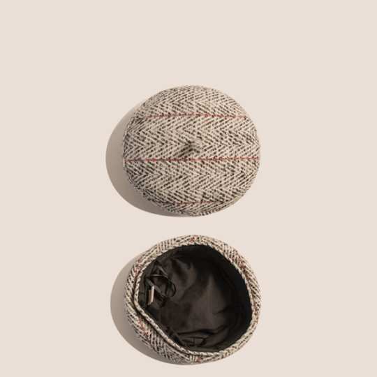 【5color】ヴィンテージチェック柄ウールベレー　Z00608