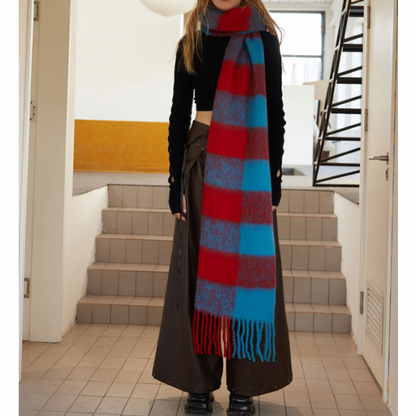 【3color】チェックパターンスーパーロングスカーフ X-453