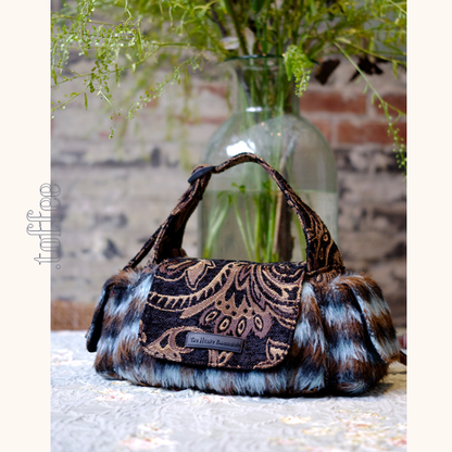 ファー付きダマスク織りショルダーバッグ　《Z00788》