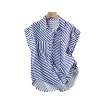 フレンチスリーブストライプトップ　Z00336