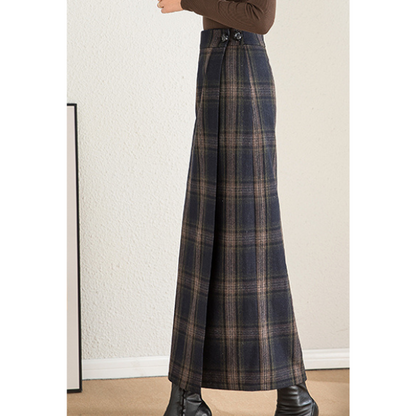 【３color】ダブルチェックエレガントストレートスカート AU-326
