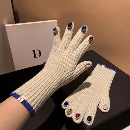 【4color】指先きらめく＊カラフルストーン手袋《Z01193》