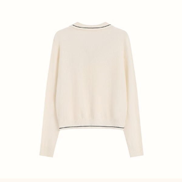 【2color】レトロ配色ポロカラーニットプルオーバー《Z01115》