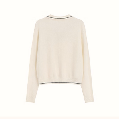 【2color】レトロ配色ポロカラーニットプルオーバー《Z01115》