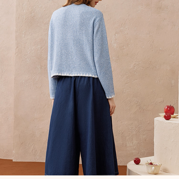 リボンタイ付き刺繍ポケットカーディガン《Z01104》