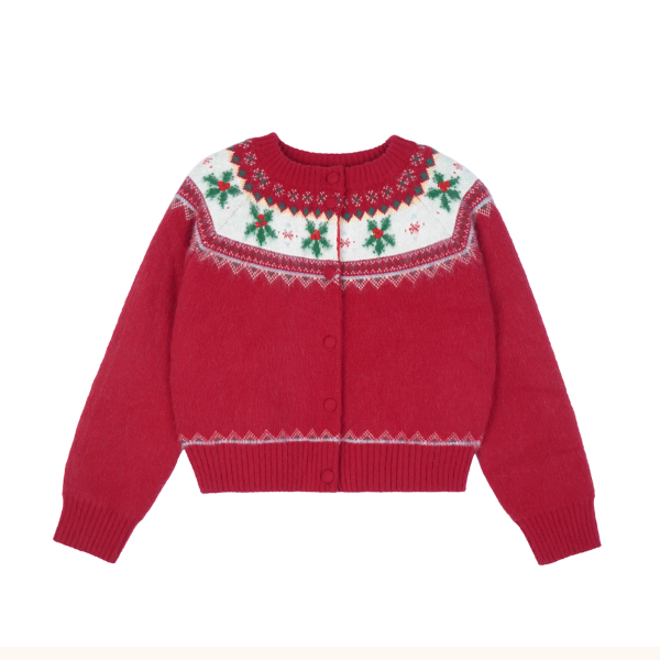 【2color】草花咲くヨーク刺繍のクロップドカーディガン《Z01078》