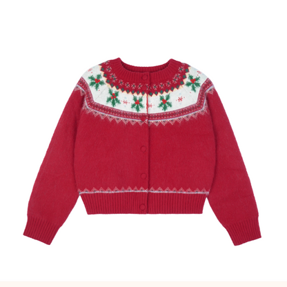 【2color】草花咲くヨーク刺繍のクロップドカーディガン《Z01078》