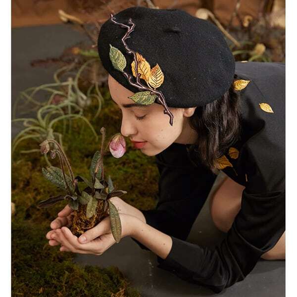 リーフ刺繍シャツブラウス C0076