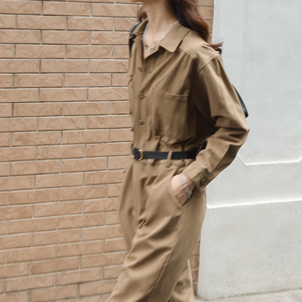 【２color】ウエストベルトメンズライクジャンプスーツ　AU-224