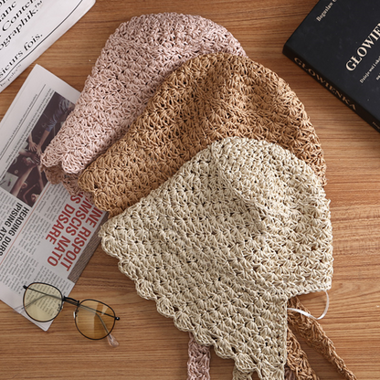 【3color】ストラップ付ストローハット　Z00356