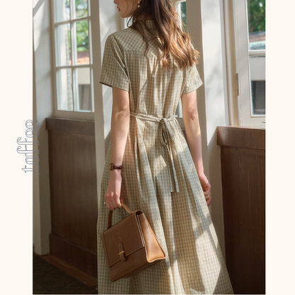 ダブルブレストチェック柄トレンチワンピース《Z00901》