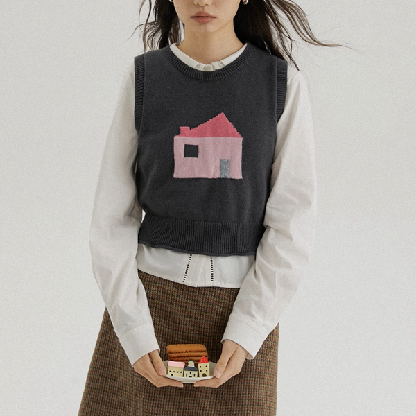 【2color】おうちとダルメシアンの物語ニットベスト《Z01176》