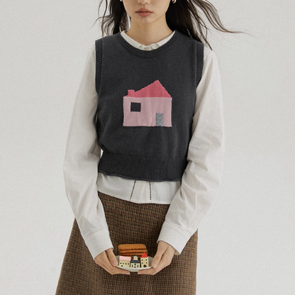 【2color】おうちとダルメシアンの物語ニットベスト《Z01176》