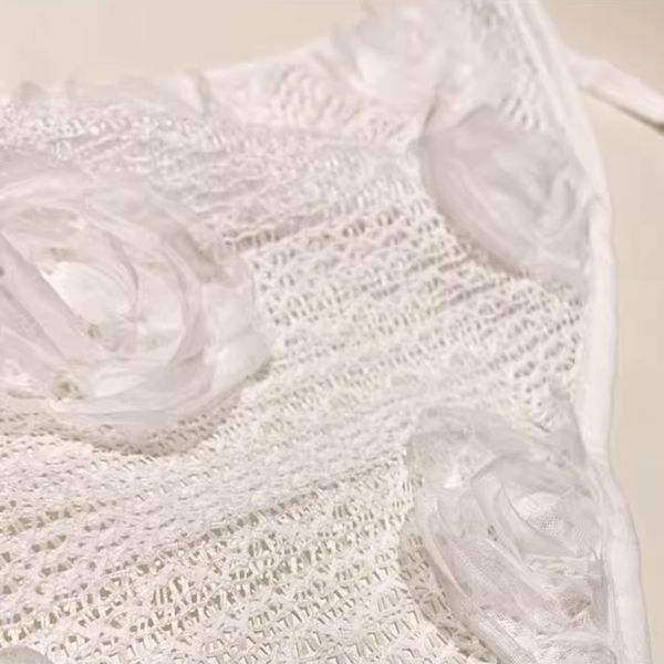 【3color】花飾りが揺れる＊メッシュヘッドスカーフ《Z01196》