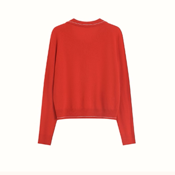 【2color】レトロ配色ポロカラーニットプルオーバー《Z01115》