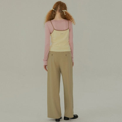 プリーツ入りストレートルーズパンツ Z00382