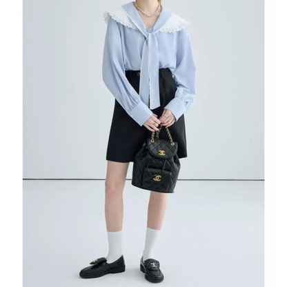 フリルカラーボウタイシャツ w-139