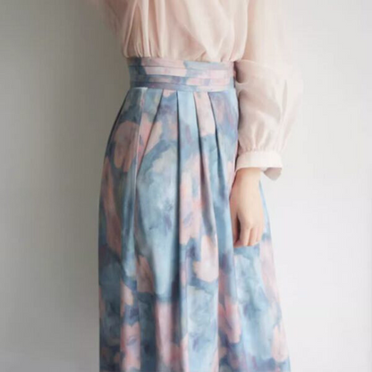 油絵風フラワープリントスカート X-270