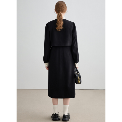 レイヤード風ブラックスリムワンピース Z00026