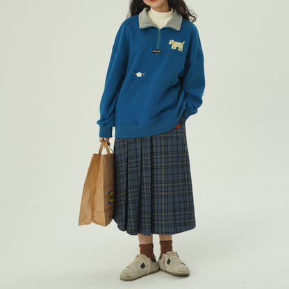 【2color】ホーンボタンチェック柄ロングスカート　Z00607