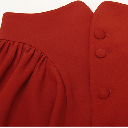 センターボタンルーズフレアスカート X-272