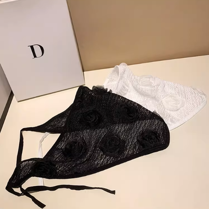 【3color】花飾りが揺れる＊メッシュヘッドスカーフ《Z01196》