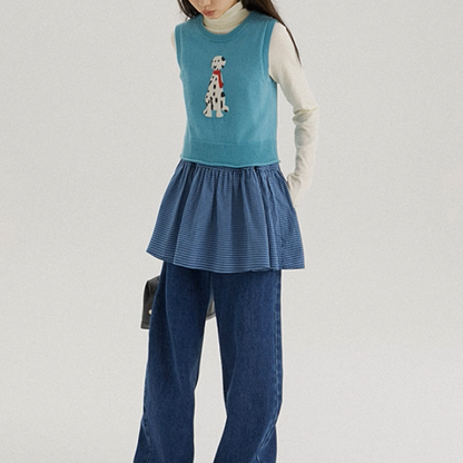 【2color】おうちとダルメシアンの物語ニットベスト《Z01176》