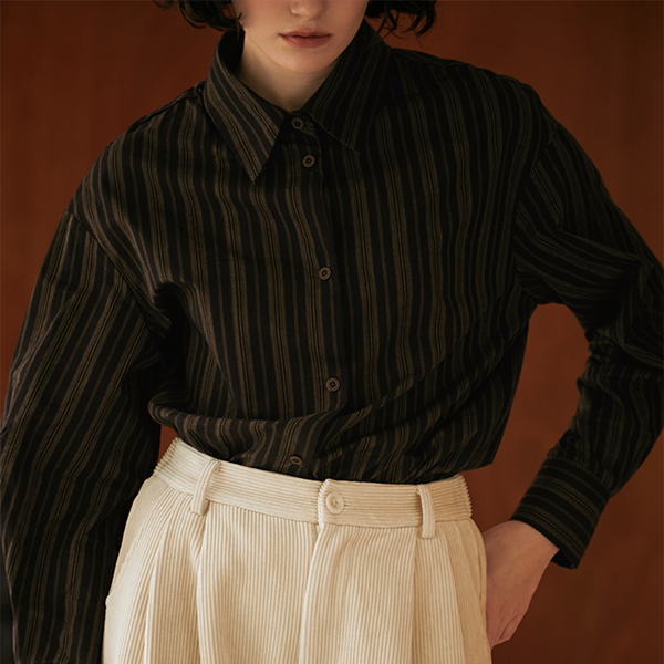 ストライプポロカラールーズシャツ　《Z00813》