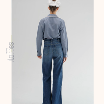 レースが語る午後の記憶ストライプシャツ《Z01177》