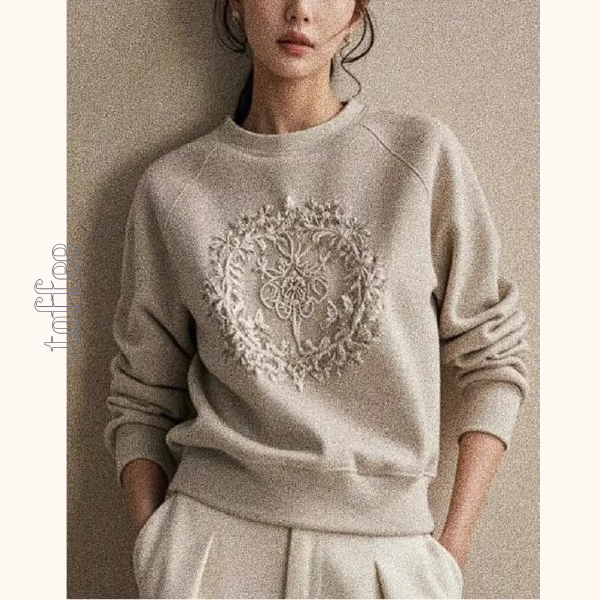 立体リース装飾のクルーネックスウェット《Z01293》