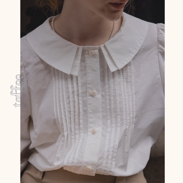 【2color】海辺の記憶を抱く二重襟ブラウス《Z01171》