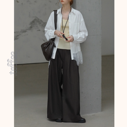 深みブラウンのシックワイドパンツ《Z01087》