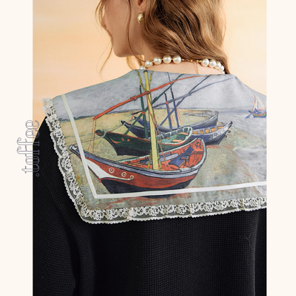 【2color】セーラーカラーと船の刺繍セットアップ《Z01133》