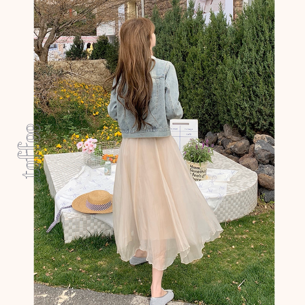 花咲く朝のレース付きデニムジャケット《Z01153》