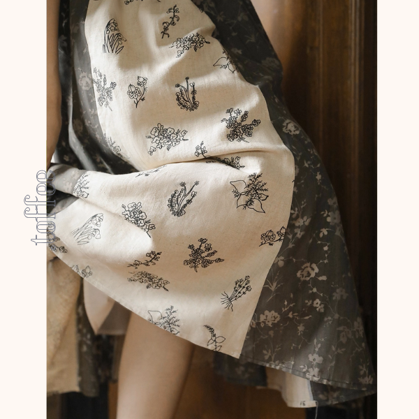 野に咲く詩　花柄切り替えロングスカート《Z01145》