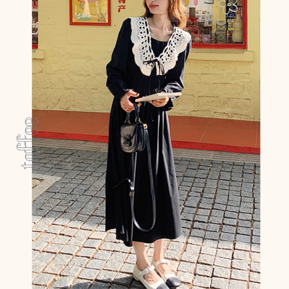 レース襟と歩く、午後の物語ワンピース《Z01154》