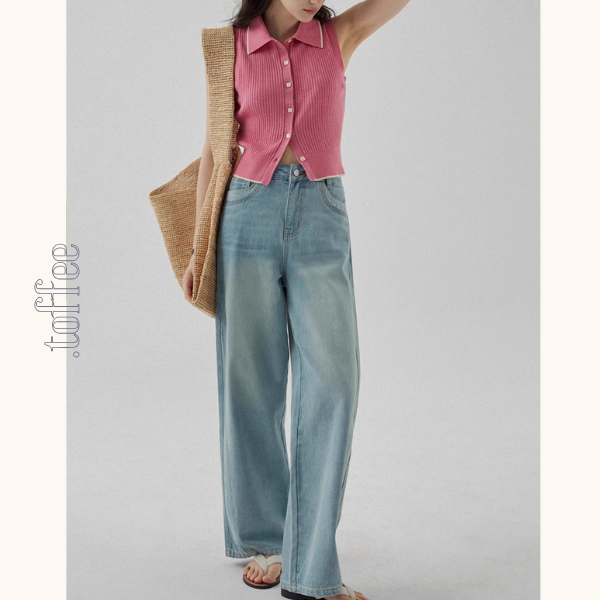 刺繍入りワイドデニムパンツ《Z01097》