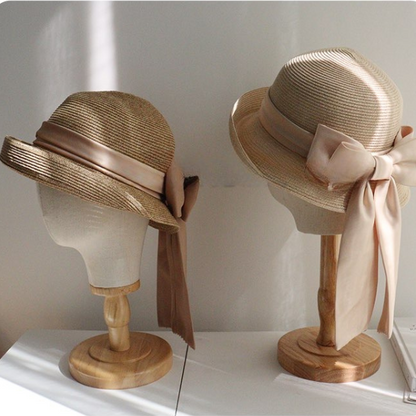 【4color】ビッグリボンストローハット X-067