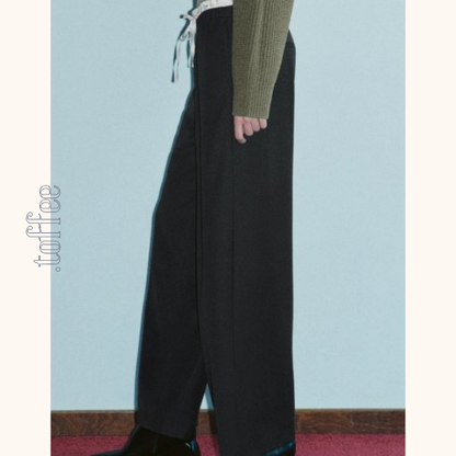 【5color】レースウエストワイドパンツ　Z00410