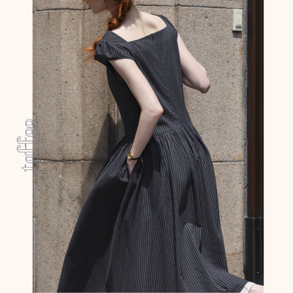 スクエアカラーストライプワンピース《Z01025》