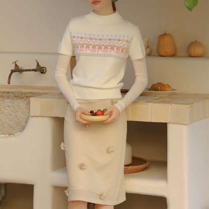 リボン＆立体フラワーAラインスカート《Z00821》