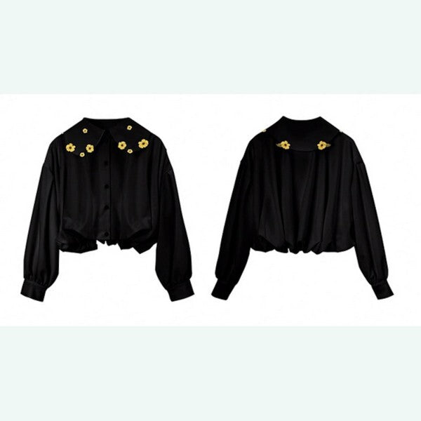 【2color】花の妖精：芸術的なお花刺繍のドールカラーブラウス 《C0191》