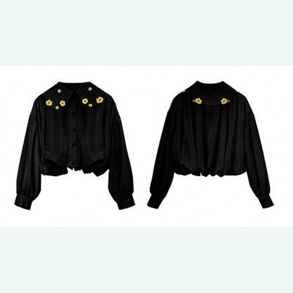 【2color】花の妖精：芸術的なお花刺繍のドールカラーブラウス 《C0191》