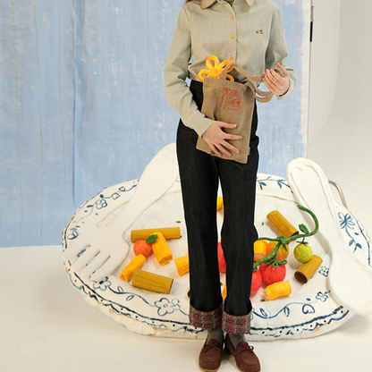 ツイードロールアップデニムパンツ Z00625