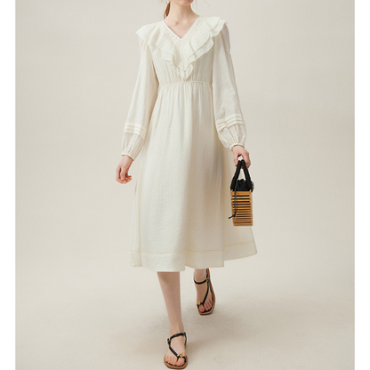 【２COLOR】フロントフリルVネックワンピース Z00093