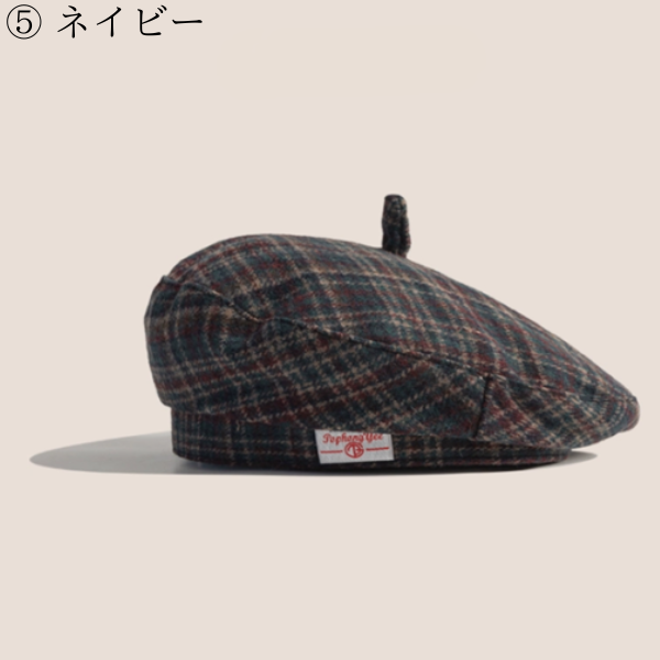 【5color】ヴィンテージチェック柄ウールベレー　Z00608