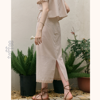 レトロ調ハイウエストAラインロングスカート　Z00783