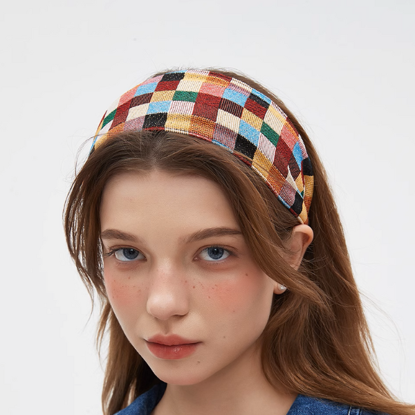 カラフルブロックチェックヘアバンド《Z01030》